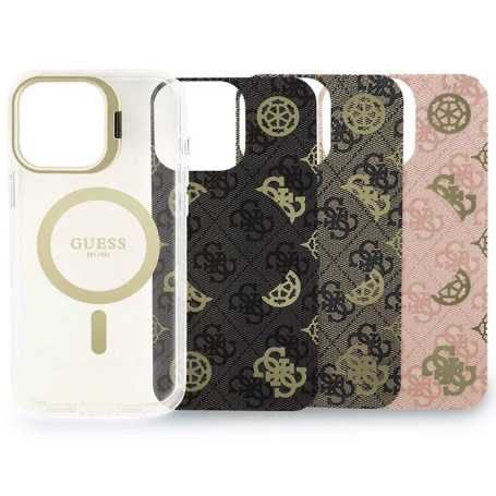 Coque avec cadre caméra interchangeable V5 pour iPhone GUESS – Transparent 16 / 16 pro