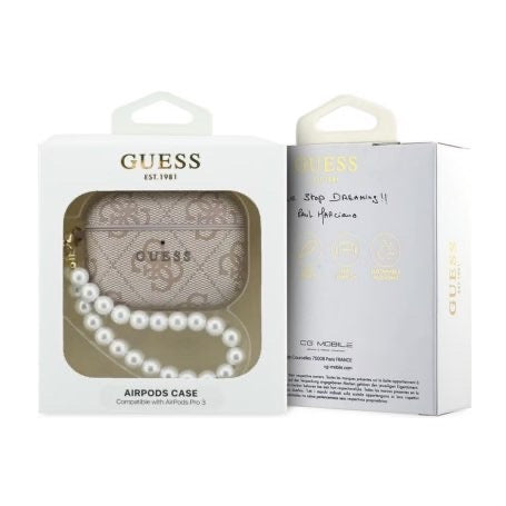 Coque de Protection pour AirPods Pro 3 Pearl Strap Classic Logo GUESS  - Rose