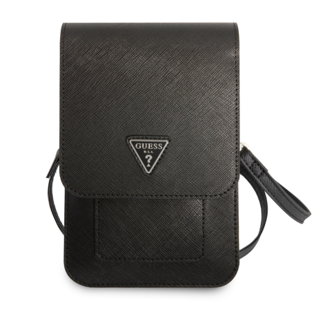 Pochette pour téléphone portable Saffiano Triangle Guess-Noir