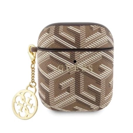 Coque de Protection pour AirPods/AirPods 2 Cube Charm Classic Logo GUESS - Marron