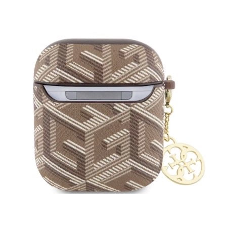 Coque de Protection pour AirPods/AirPods 2 Cube Charm Classic Logo GUESS - Marron